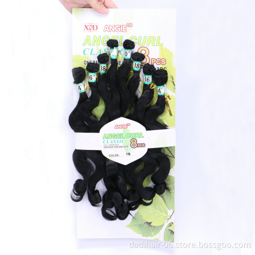 artifical hair weft body wave 8pc in one pack angel curl classic heat resistant loose wave 200g best Synthetic Hair Weaving